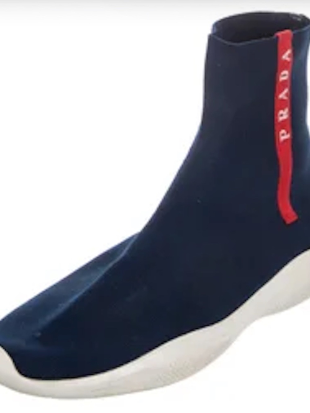 AUTHENTIC PRADA HIGH-TOP KNIT SOCK SNEAKERS SHOE BLUE SiZE 8 US | 38 1/2 EU - Picture 2 of 5